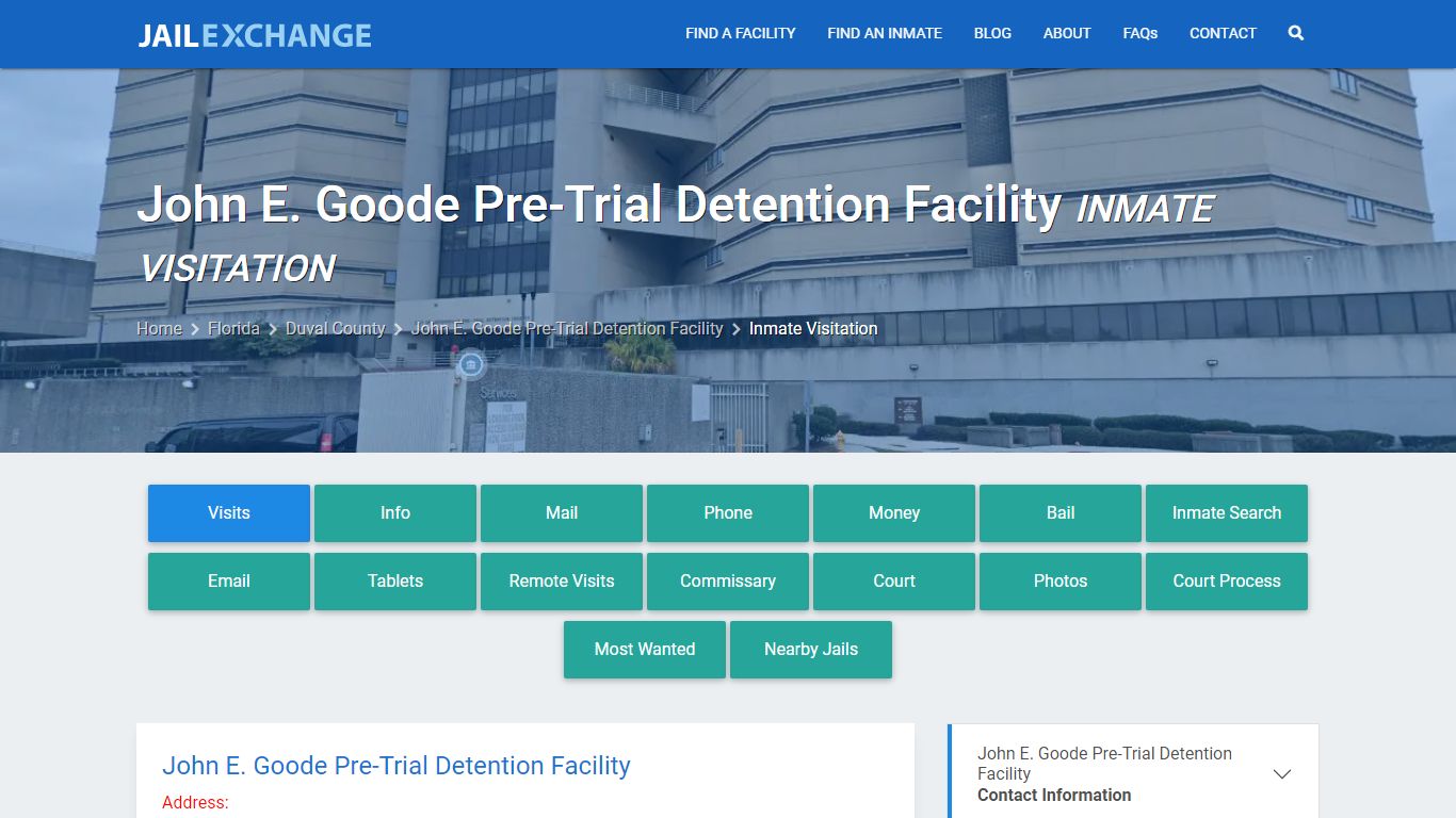 John E. Goode Pre-Trial Detention Facility Inmate Visitation